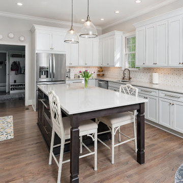 Transitional White Kitchen Design Matthews, NC