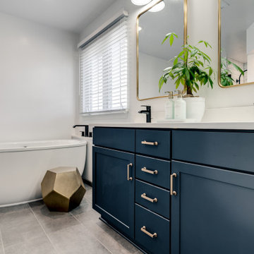 Blue Transitional Master Bathroom Woodbridge, VA