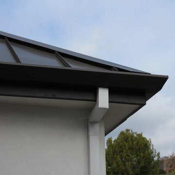 6 inch Angle Face/Flat Face Gutters with smooth Downspouts in Pacific Palisades