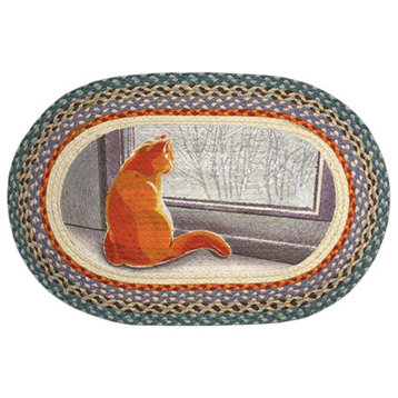 Winter Cat Oval Patch Rug