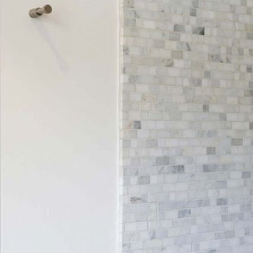 Detail of Small Format Subway Tile in Marble