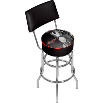 Bar Stool - Budweiser Clydesdale Black Stool with Foam Padded Seat and Back