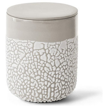 Lichen Ceramic Box, Ivory 5" High