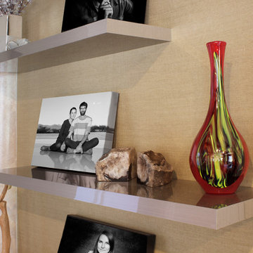 Floating Shelves with Entertainment Cabinetry