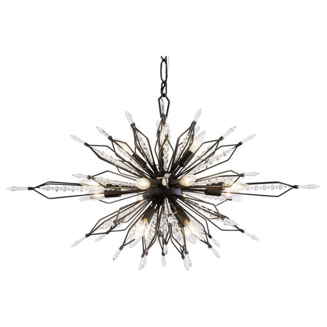 Varaluz 311N16 Orbital 16 Light 36"W Crystal Sputnik Chandelier - Carbon