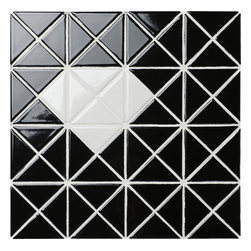 Diamond Pattern: Bold Triangle Tile - TR2-SD-GB-W - Mosaic Tile