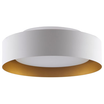 Lynch Flush Mount Ceiling Light, White & Gold