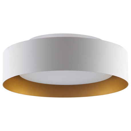 Lynch Flush Mount Ceiling Light, White & Gold