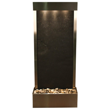 Harmony River Flush Mount Water Fountain, Black Featherstone, Stainless Steel