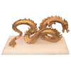 Spectacular Large Gold Dragon Sculpture | White Marble Mythical Creature Asian