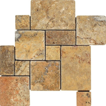 Scabos Opus Mini Pattern Mosaic, Interlocking, Tumbled Mosaic Tiles, 10 Sqft