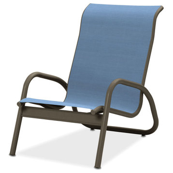 Gardenella Sling Stacking Poolside Chair, Textured Beachwood, Sky