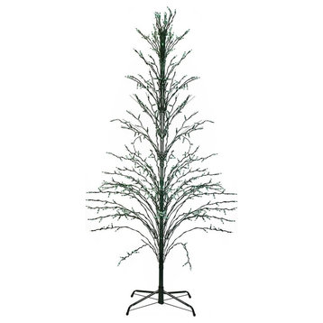 4' Green Lighted Cascade Twig Tree Outdoor Yard Decoration