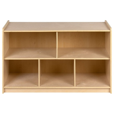 Flash Furniture 5 Cubby 24" x 36" Wooden School Classroom Bookcase in Natural