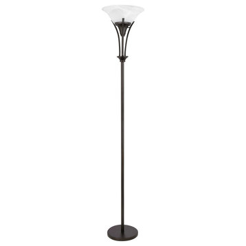 Gatineau 71" Dark Bronze Floor Lamp with Alabaster Glass Shade