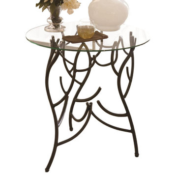Hammary Hidden Treasures Glass Top Twig Accent Table in Dark Bronze