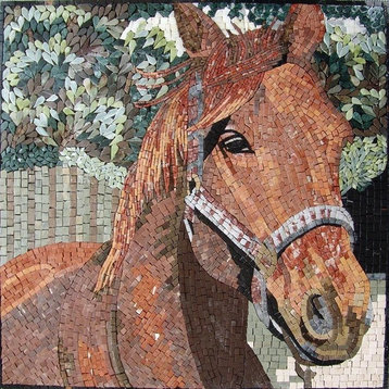 Mosaic Artwork, Horse, 35"x35"