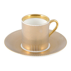 The New English - The New English Benday Gold Espresso Cup and Saucer - Cappuccino And Espresso Cups