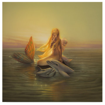 Kirk Reinert 'One Love Mermaid' Canvas Art, 14"x14"