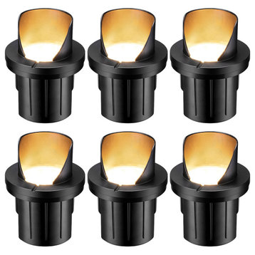 LEONLITE Landscape 6W Flat Top Well Light Low Voltage 3000K Warm White Pack of 6