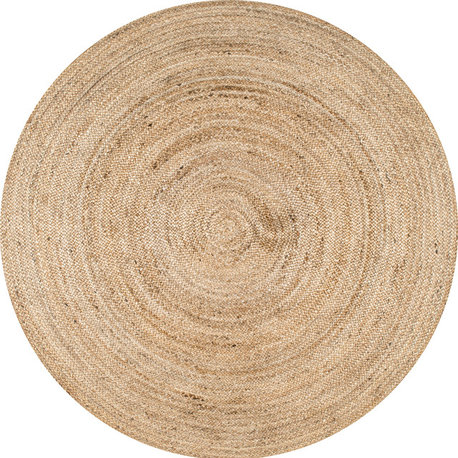 Nuloom Rigo Hand Woven Farmhouse Jute Area Rug, Natural 10'Round