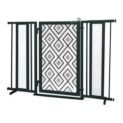 Fusion Gates - Fusion Gate with Gray Diamonds Design, Black, 52"-60" - Dog Gates