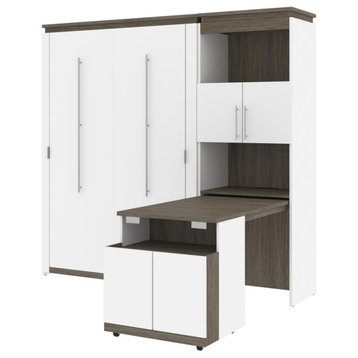 Bestar Orion Full Murphy Bed and Shelving Unit with Fold-Out Desk (89W) in...