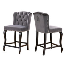 Suri Velvet Stools, Set of 2, Gray
