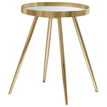 Coaster Kaelyn Mid-Century Metal Round Mirror Top End Table Gold