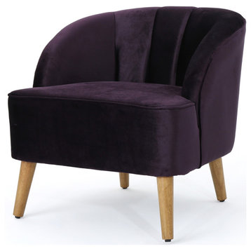 GDF Studio Scarlett Modern New Velvet Club Chair, Blackberry