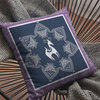 16" Navy Purple Horse Zippered Suede Throw Pillow