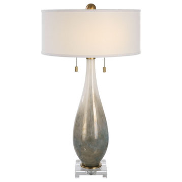 2-Light Cardoni Bronze Glass Table Lamp
