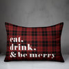 Plaid Eat Drink & Be Merry 14"x20" Throw Pillow