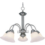 Maxim Lighting International - Malaga 5-Light Chandelier, Satin Nickel, Marble - Shed some light on your next family gathering with the Malaga Chandelier. This 5-light chandelier is beautifully finished in oil rubbed bronze with marble glass shades. Hang the Malaga Chandelier over your dining table for a classic look, or in your entryway to welcome guests to your home.