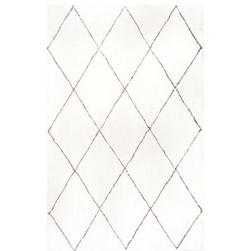 Hand-Tufted Geometric Moroccan Shag Rug, 4'x6'