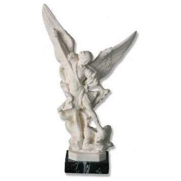 Saint Michael  9, Santini Italian Carrera Marble Sculpture