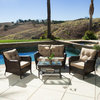 GDF Studio 4-Piece Haiden Outdoor Brown Wicker Sofa Set