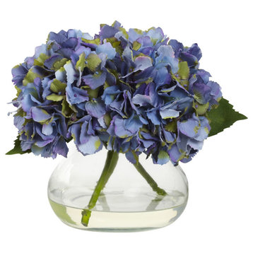 Blooming Hydrangea With Vase, Blue