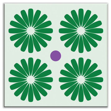 4.25"x4.25" Folksy Love Satin Decorative Tile, Pinwheels Green