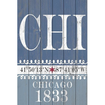 "Chicago 1833" Painting Print on White Wood, 40"x60"