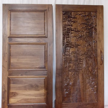 Black Walnut Wood Carved Doors