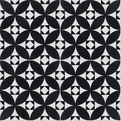 Villa Lagoon Tile - 8"x8" Saint Mark's Black/White Evening Handcrafted Cement Tile, Set of 16 - Wall And Floor Tile