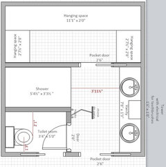 Need help with bathroom layout to maximize closet and storage!