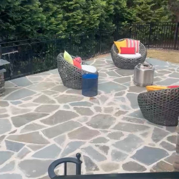 Outdoor Kitchen with Fire Feature & Beer Tap and Flagstone Patio