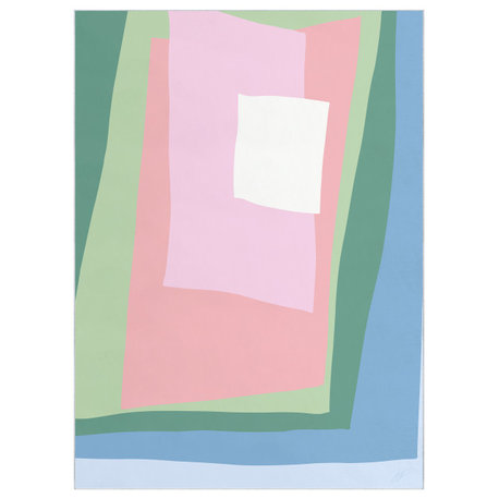 Green Cut Out I Geometric Art Area Rug, 7.5'x10.3'