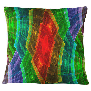 Colorful Psychedelic Fractal Metal Grid Abstract Throw Pillow, 16"x16"