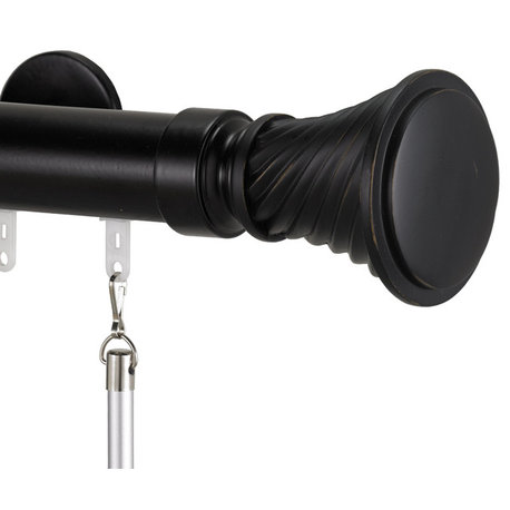 Deco Traverse Rod 2 With Elfin Finial, Black, 84