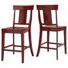 Arbor Hill Panelled Back Counter Chair, Set of 2, Berry Red