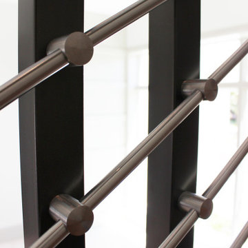White Oak & Stainless Steel Rod Staircase