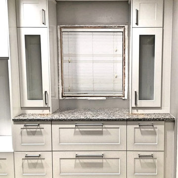 Sigle wall 20' IKEA kitchen with 8' island. Grimslov off-white IKEA finish